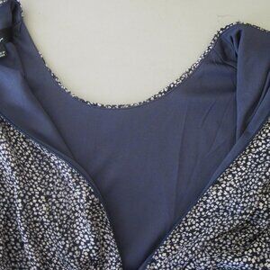 LULU'S-W Long Blouse Size S-Made with Love-Blue/White/Gold Metallic Thread.